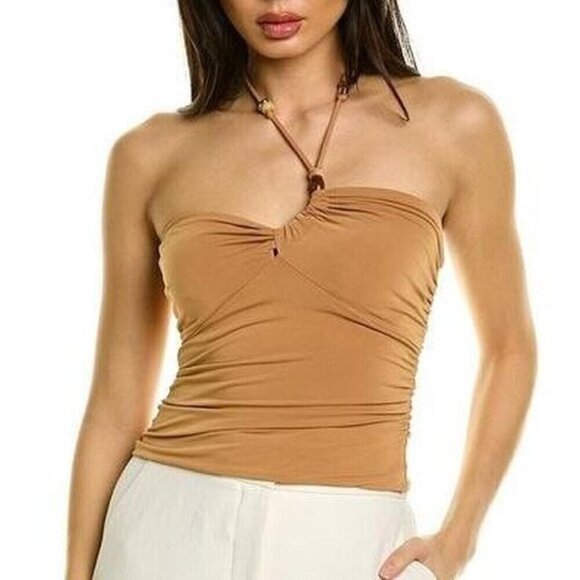A.L.C Asymmetrical Gabi Brown Beaded Top - Picture 1 of 4